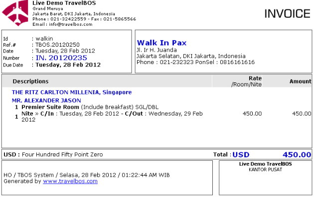 contoh invoice hotel