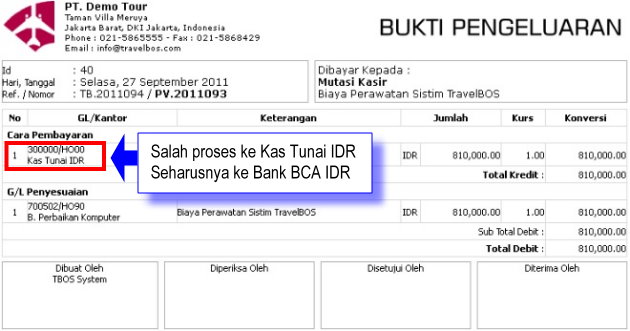 Travelbos Bukti Pengeluaran Aplikasi Akunting Travel Agent